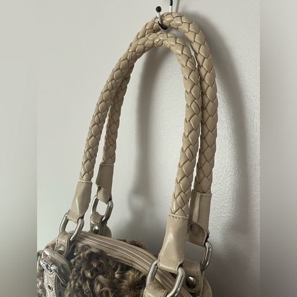 Women’s PAOLO MASI MONGOLIAN CURLY LAMB FUR LEATHER HAND / SHOULDER PURSE  👜 - Picture 4 of 12